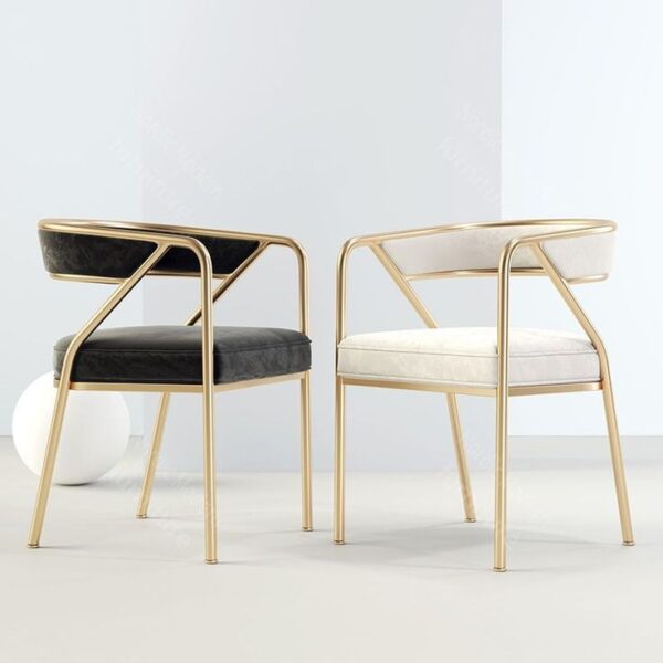 Home Decorate Modern Z-Frame Luxury Accent Chair – Gold Metal Armchair with Velvet Upholstery